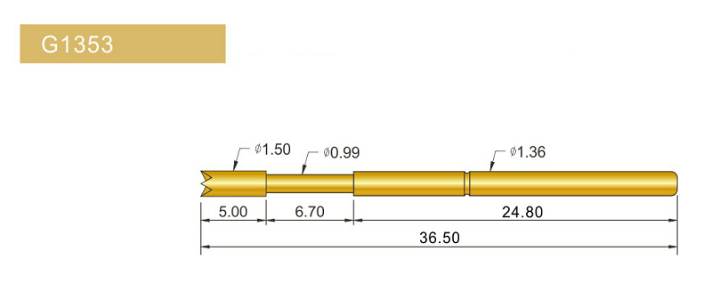 G1353-Q探針、四爪頭探針、1.36mm測試針、總長36.5mm、彈簧針圖片、測試針圖片、頂針圖片、探針圖片